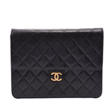 CHANEL シャネル マトラッセ チェーンショルダーバッグ  プッシュロック 黒 ゴールド金具 レディース ラムスキン ショルダーバッグ Bランク 中古 銀蔵