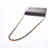 CHANEL Mattelasse chain shoulder bag push lock black gold metal fittings ladies lambskin shoulder bag B rank used Ginzo
