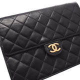 CHANEL シャネル マトラッセ チェーンショルダーバッグ  プッシュロック 黒 ゴールド金具 レディース ラムスキン ショルダーバッグ Bランク 中古 銀蔵