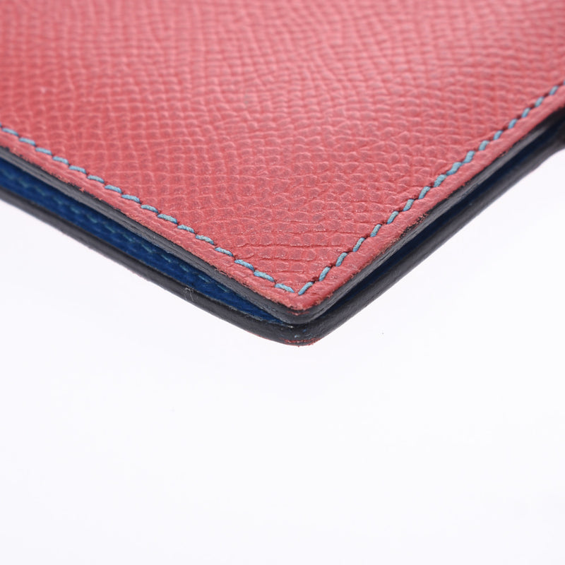 HERMES Rouge Biff Blue France □A stamped (around 1997) Unisex Kushbell notebook cover B rank used silver
