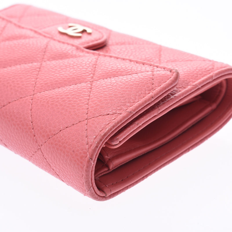 《レア》シャネル マトラッセ キャビアスキン 長財布 イタリア製 ピンク