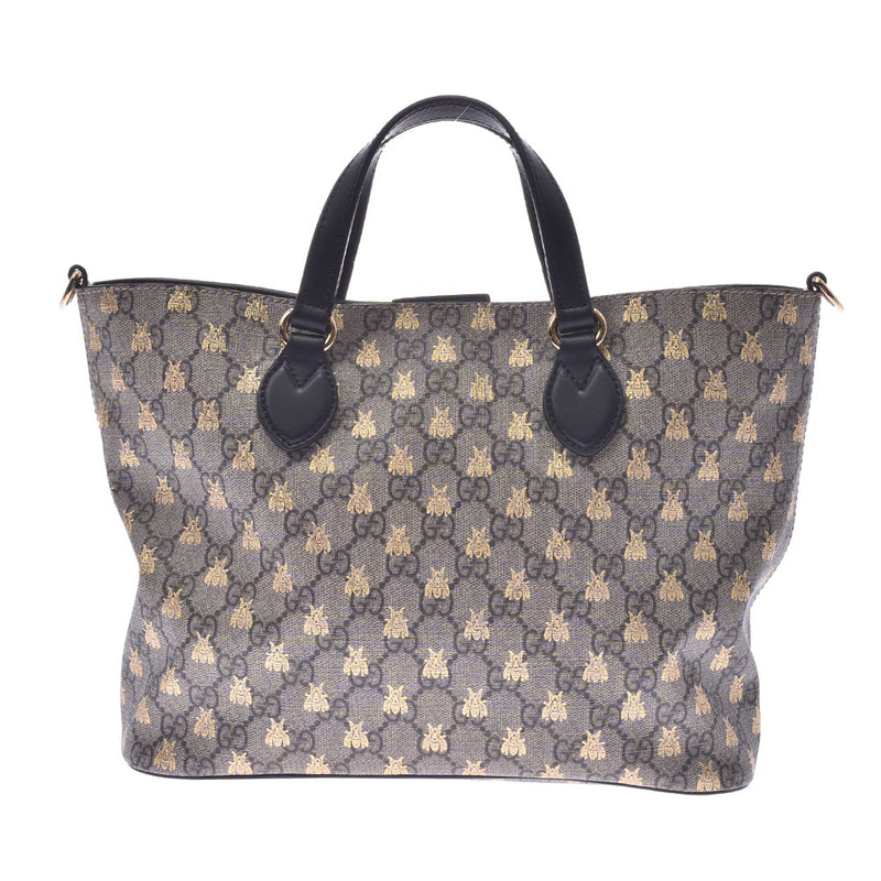 Gucci GG Supreme 2WAY Bag Bee Print Beige Black Women s Tote Bag