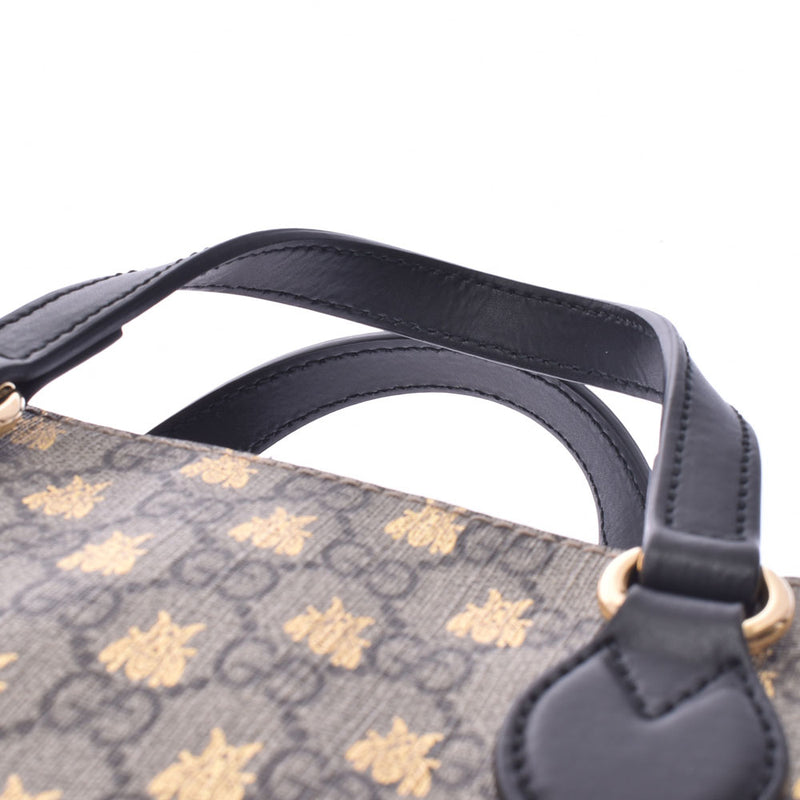 GUCCI Gucci GG Supreme 2WAY Bag Bee Print Beige/Black 473887 Ladies PVC Tote Bag A Rank Used Ginzo