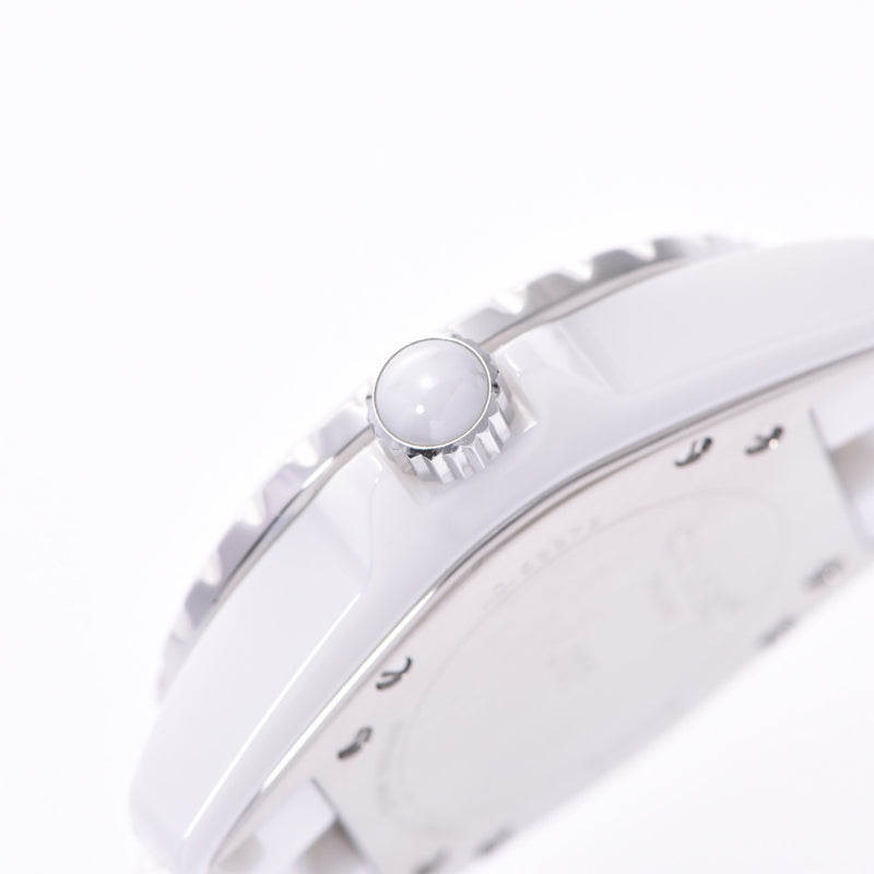 CHANEL Chanel J12 33mm 12P Diamond H1628 Boys White Ceramic/SS Watch Quartz White Dial AB Rank Used Ginzo