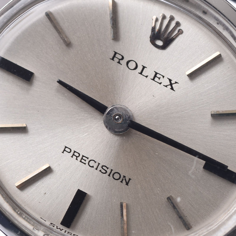 ROLEX Rolex PRECISION Antique 2653 Ladies SS/Leather Watch Manual winding Silver Dial AB Rank Used Ginzo