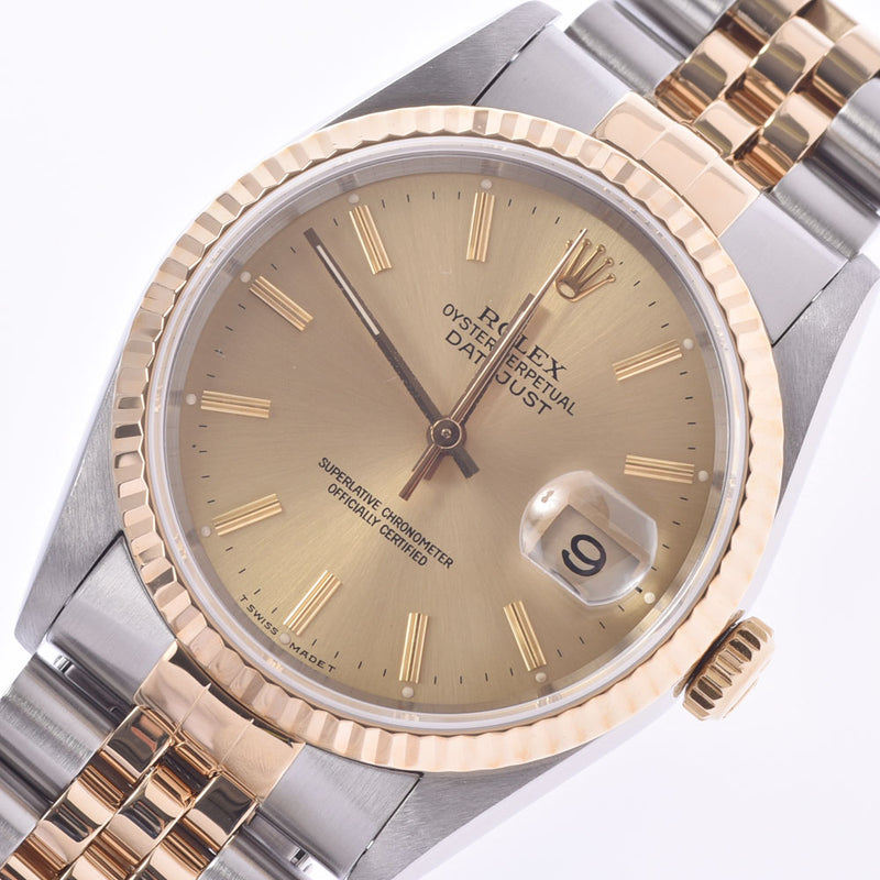 ROLEX Rolex Datejust 16233 Men's YG/SS watch automatic winding champagne dial A rank used Ginzo