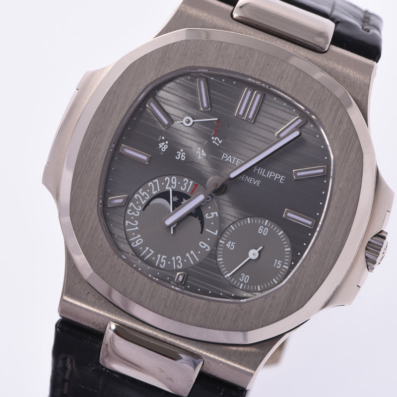 PATEK PHILIPPE Patek Philippe Nautilus 5712G-001 men'S WG/leather watch gray dial a rank used silver stock
