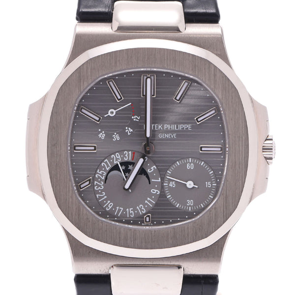 PATEK PHILIPPE Patek Philippe Nautilus 5712G-001 men'S WG/leather watch gray dial a rank used silver stock