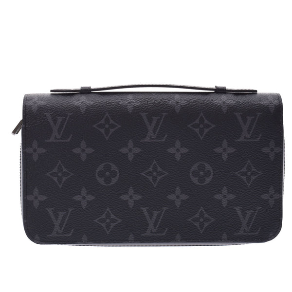 LOUIS VUITTON Louis Vuitton Monogram Eclipse Gypsy XL Black/Grey M61698 Unisex Leather Long Wallet Shin-Do Used Ginzo