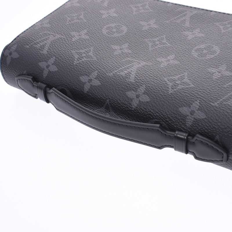 LOUIS VUITTON Louis Vuitton Monogram Eclipse Gypsy XL Black/Grey M61698 Unisex Leather Long Wallet Shin-Do Used Ginzo