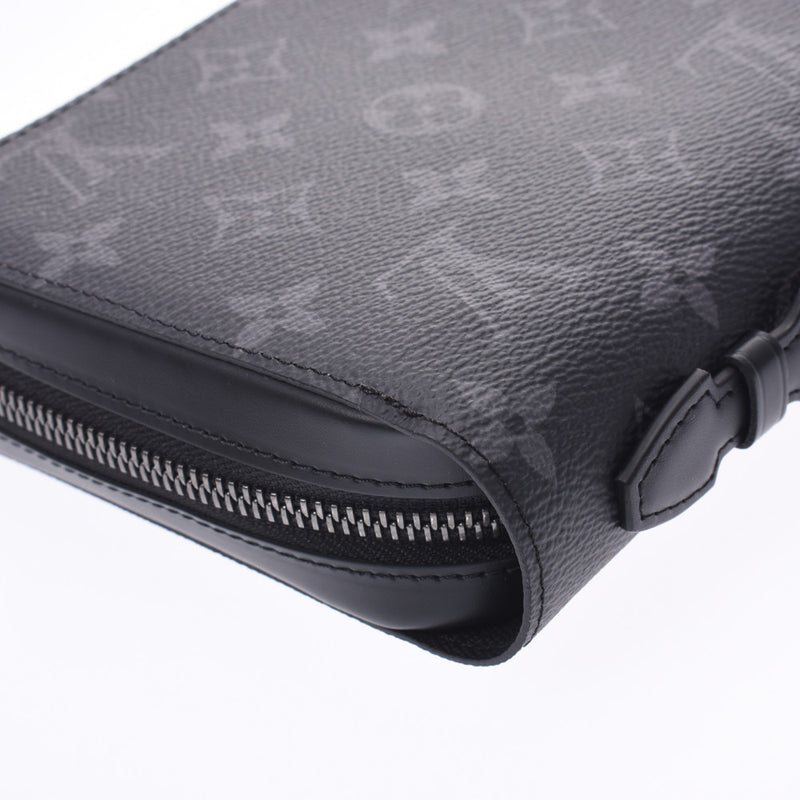 LOUIS VUITTON Louis Vuitton Monogram Eclipse Gypsy XL Black/Grey M61698 Unisex Leather Long Wallet Shin-Do Used Ginzo