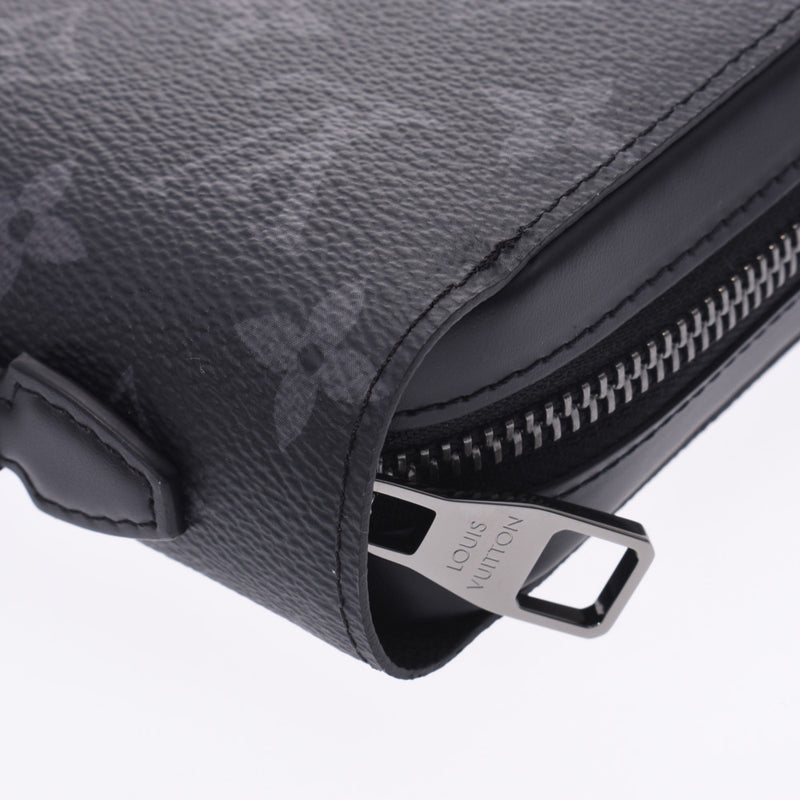 LOUIS VUITTON Louis Vuitton Monogram Eclipse Gypsy XL Black/Grey M61698 Unisex Leather Long Wallet Shin-Do Used Ginzo