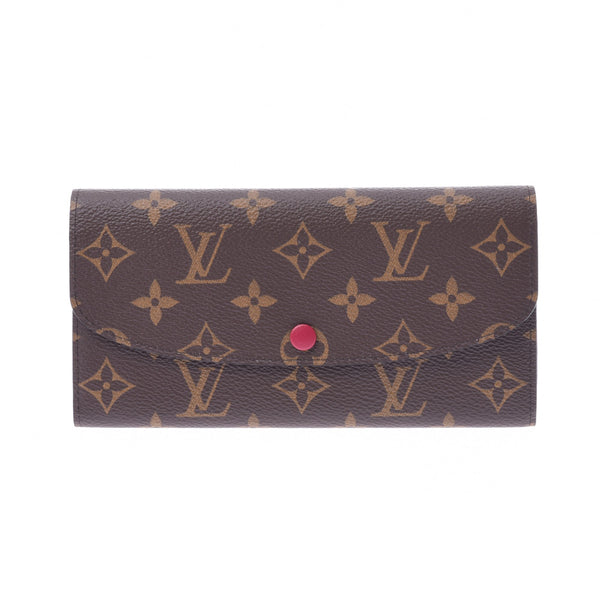 LOUIS VUITTON Louis Vuitton Monogram Portofeuille Emily Fuchsia M60697 Unisex Long Wallet Shindo Used Ginzo