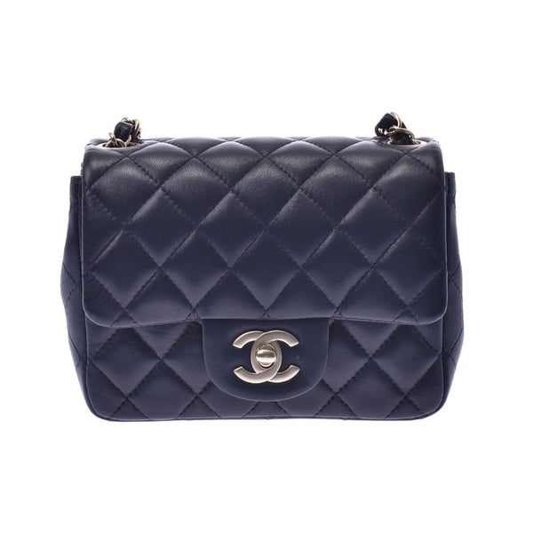CHANEL Chanel minimalist trusses chain shoulder bag navy blue gold metal fittings Womens lambskin shoulder bag a-rank second-hand silver