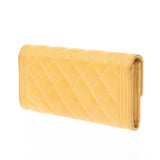 CHANEL Chanel Boy Chanel Folded Long Wallet Yellow Gold Hardware Ladies Lambskin Long Wallet B Rank Used Ginzo