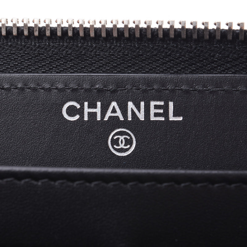 CHANEL Chanel matelasse round fastener long wallet black Lady's enamel long wallet newly used goods silver storehouse