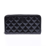 CHANEL Chanel matelasse round fastener long wallet black Lady's enamel long wallet newly used goods silver storehouse