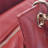 CHANEL Mattelasse chain shoulder bag red gold metal fittings ladies caviar skin handbag AB rank used silver store