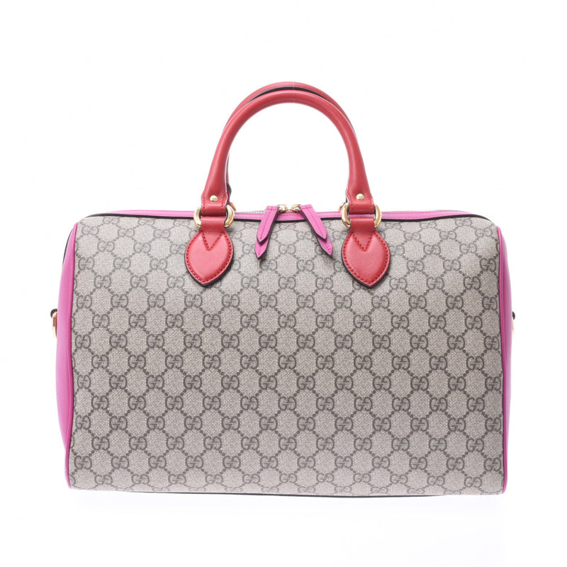 Gucci bostonbag GG Supreme beige Purple Red unsex 2WAY bag 409527