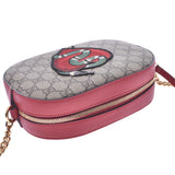 GUCCI Gucci Chain Shoulder Bag Holiday Collection Beige/Red 409535 Ladies GG Supreme Canvas Calf Shoulder Bag A Rank Used Ginzo