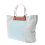 Felisi Light Blue/Brown Unisex Canvas/Calf Tote Bag A Rank Used Ginzo