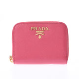 PRADA Prada round fastener coin purse ペオニアピンクレディースサフィアーノ-free silver storehouse