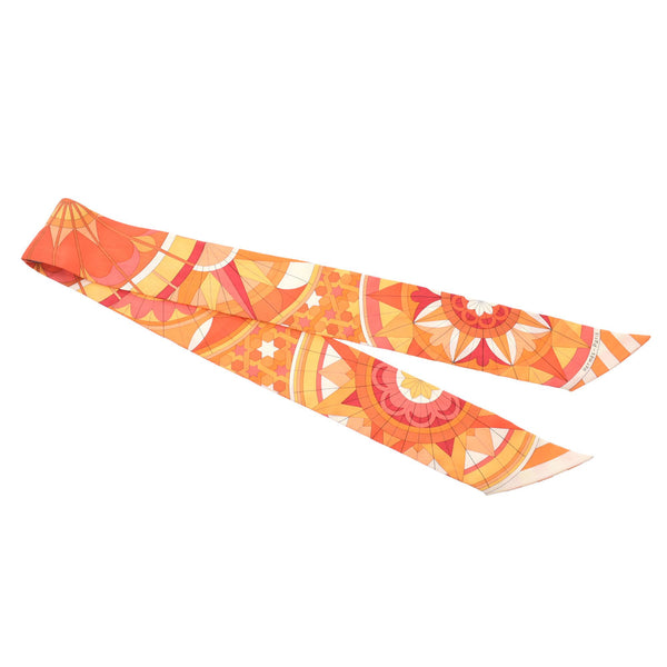 HERMES Hermes Twilly Rose/Rose De Compas Orange Ladies 100% Silk Scarf A Rank Used Ginzo