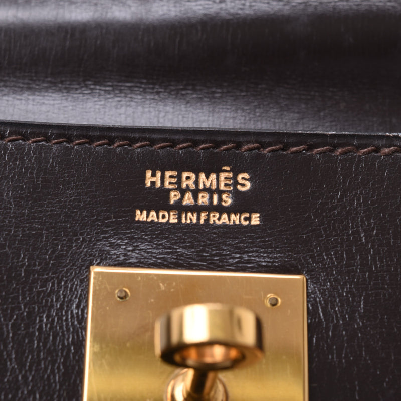 HERMES Hermes, Kelly, 32, sewn with 2WAY bag Havana Gold fittings (cirr1979) (1979) Ladies BOX carve purse, B rank used, silver storehouse.