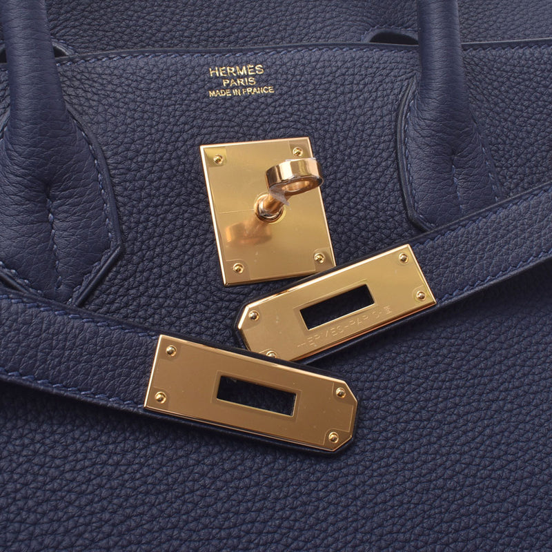 HERMES Birkin 30 Blue Nuy Gold Metal Fitting D Engraved (around 2019) Ladies Togo Handbag New Silver