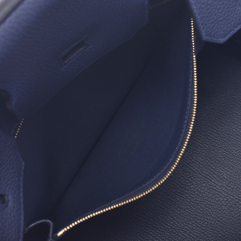 HERMES Birkin 30 Blue Nuy Gold Metal Fitting D Engraved (around 2019) Ladies Togo Handbag New Silver