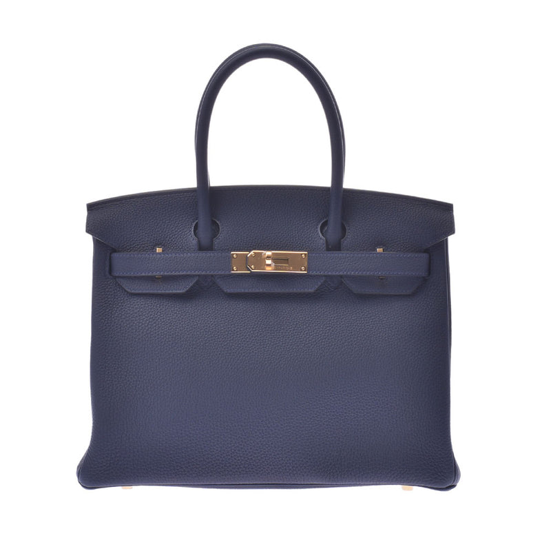 HERMES Birkin 30 Blue Nuy Gold Metal Fitting D Engraved (around 2019) Ladies Togo Handbag New Silver