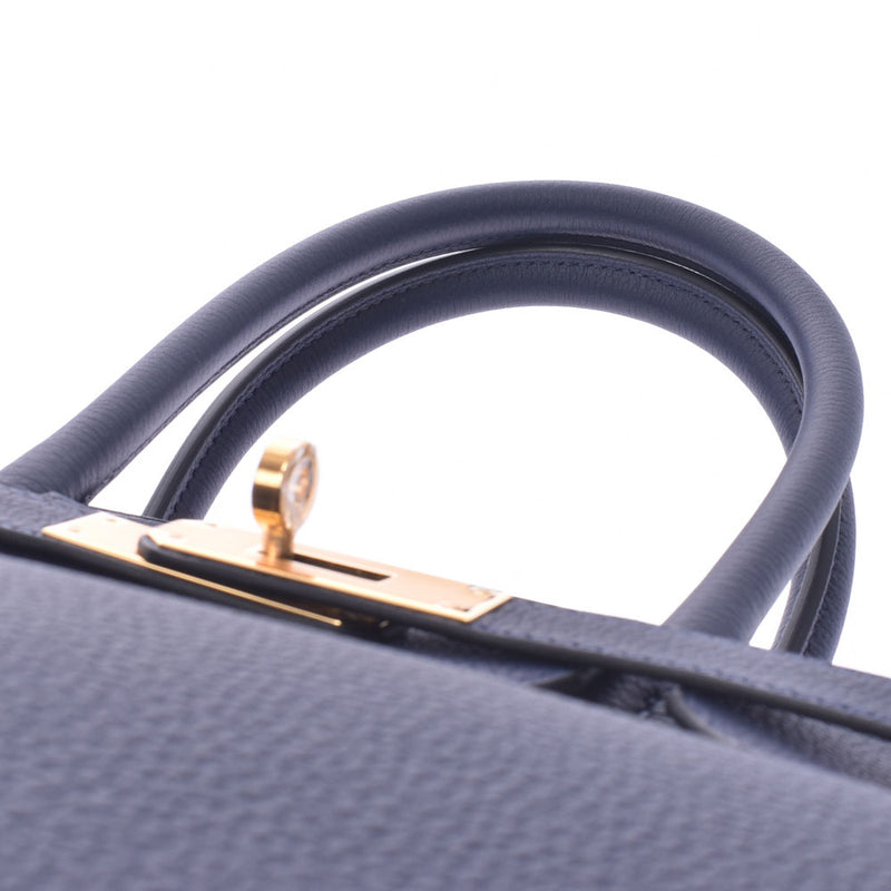 HERMES Birkin 30 Blue Nuy Gold Metal Fitting D Engraved (around 2019) Ladies Togo Handbag New Silver