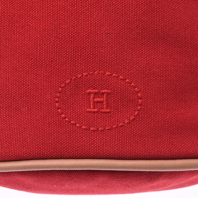 HERMES, Hermes, Poroness, red, red, red, canvas, canvas, shoulder bag, AB, AB, rank used silver storehouse.