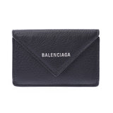 BALENCIAGA纸迷你钱包小型钱包黑色391446男女皆宜的小牛皮三折钱包未使用的Ginzo