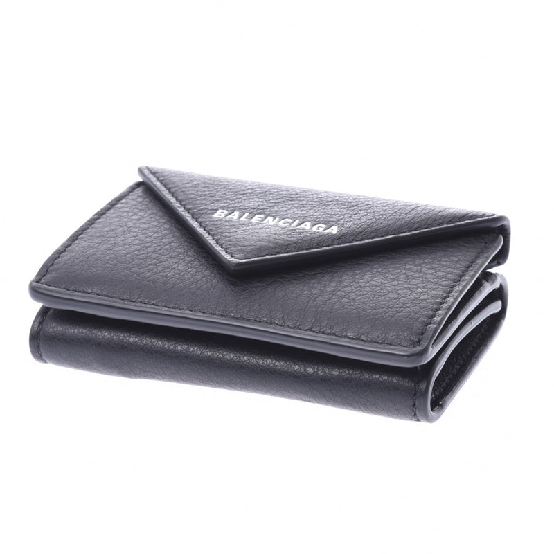 BALENCIAGA Paper mini wallet Compact wallet Black 391446 Unisex calf Tri-fold wallet Unused Ginzo