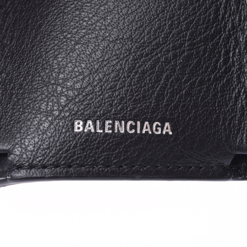 BALENCIAGA纸迷你钱包小型钱包黑色391446男女皆宜的小牛皮三折钱包未使用的Ginzo