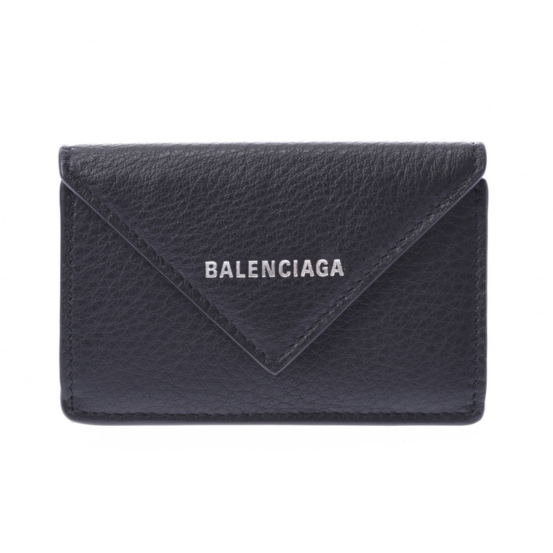 BALENCIAGA【未使用】バレンシアガ 三つ折りミニ財布 黒