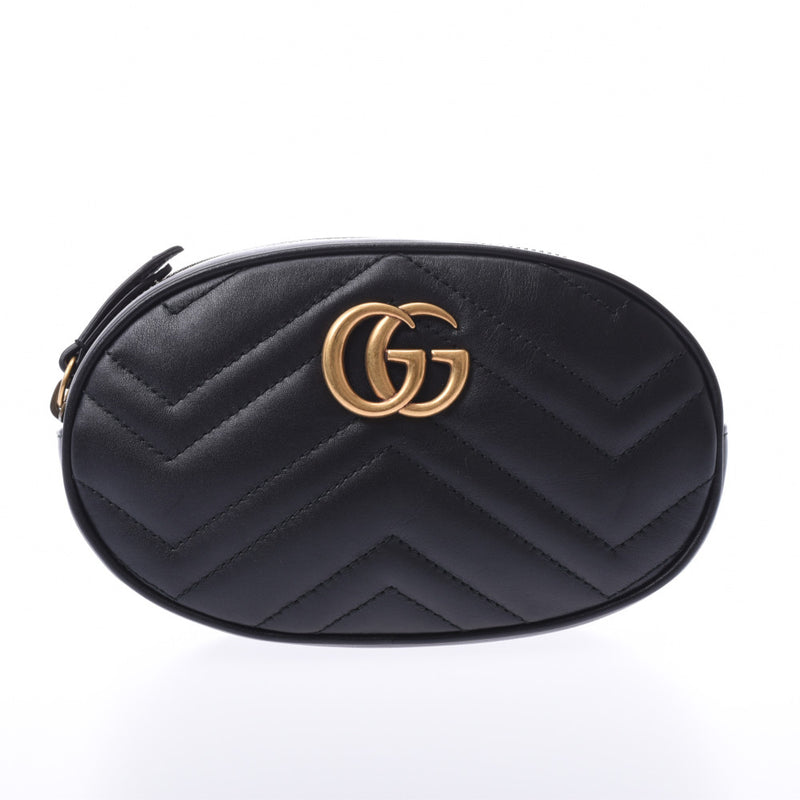 GUCCI Gucci GG マーモントベルトバッグボディバッグ black 476434 lady's calf bum-bag-free silver storehouse