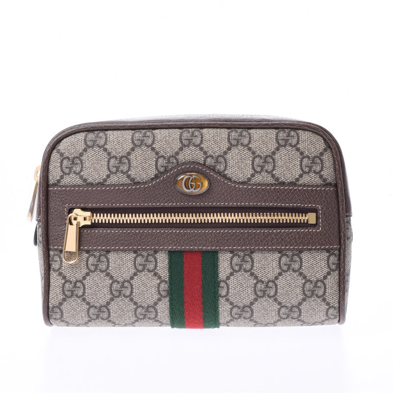 GUCCI グッチ オフィディア GGスプリーム スモールベルトバッグ ボディバッグ グレージュ系  517076 ユニセックス PVC/レザー ウエストバッグ 未使用 銀蔵