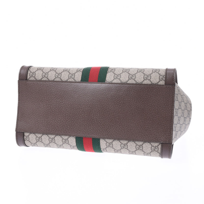 GUCCI Gucci Ophidia GG中号手提袋GG Supreme Greige 524537女士PVC /皮革2WAY袋未使用Ginzo