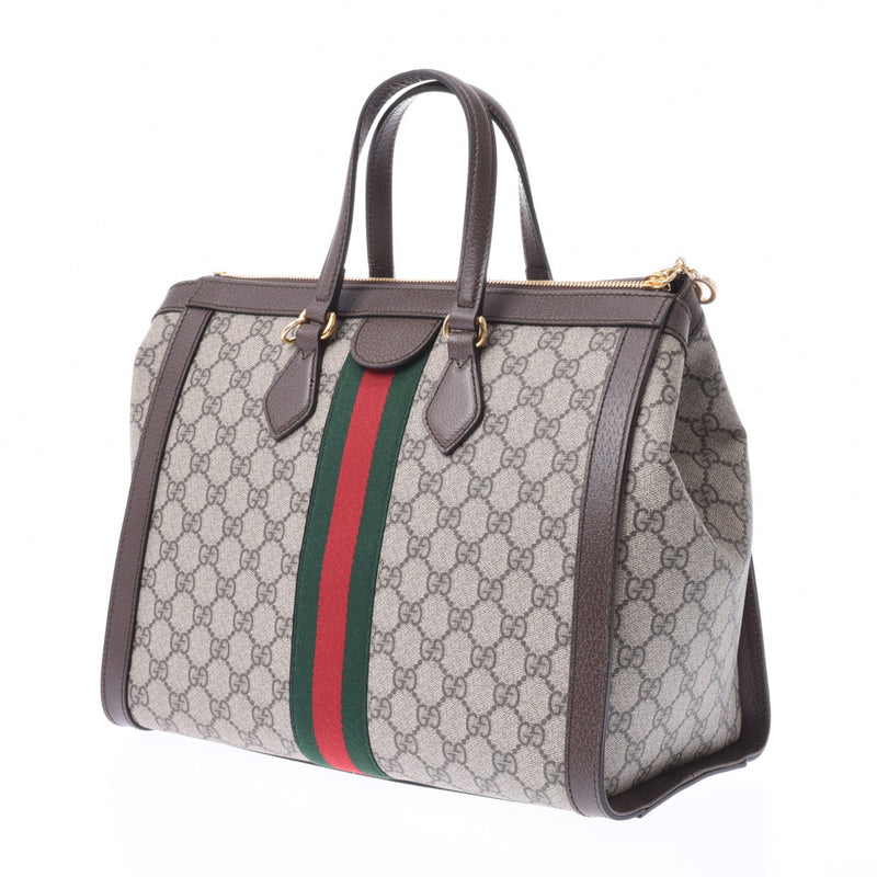 GUCCI Gucci Ophidia GG中号手提袋GG Supreme Greige 524537女士PVC /皮革2WAY袋未使用Ginzo