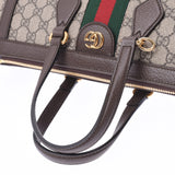 GUCCI Gucci Ophidia GG中号手提袋GG Supreme Greige 524537女士PVC /皮革2WAY袋未使用Ginzo