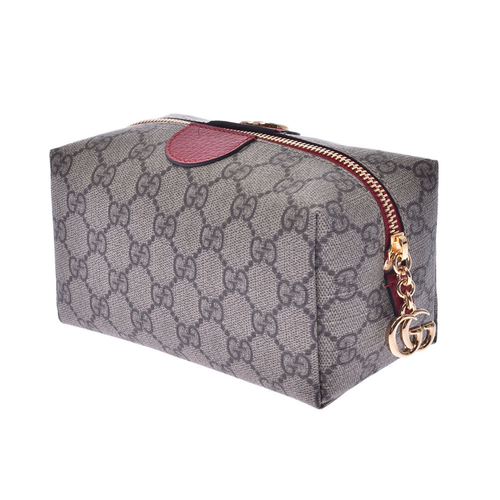 グッチオフィディア コスメポーチ ベージュ×レッド系 レディース