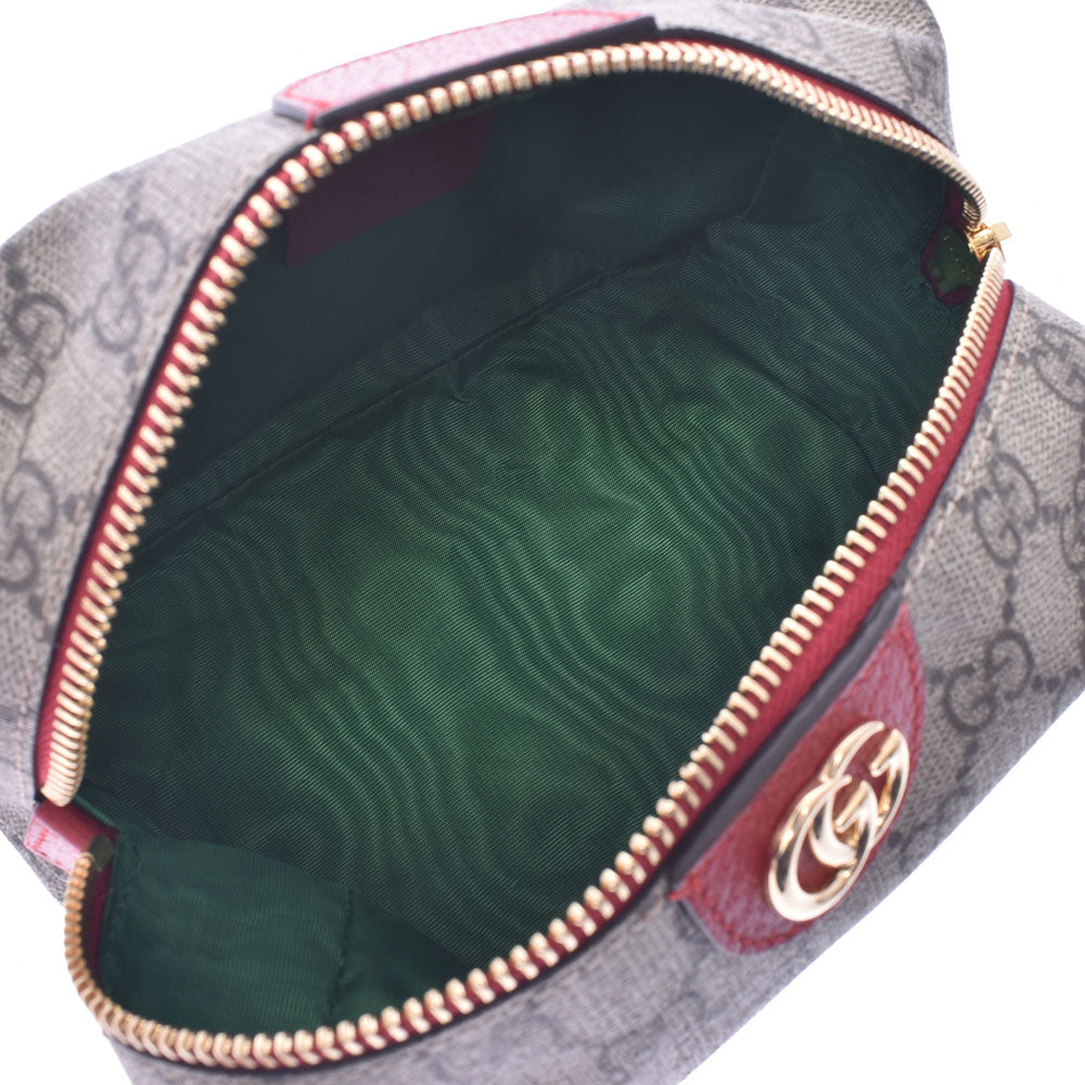 グッチオフィディア コスメポーチ ベージュ×レッド系 レディース