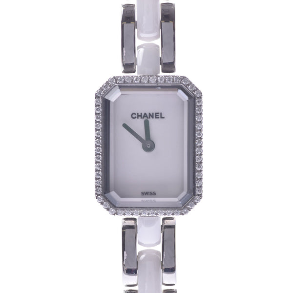 CHANEL Premiere Bezel Diamond H2132 Ladies SS/White Ceramic Watch Quartz White Dial AB Rank Used Ginzo