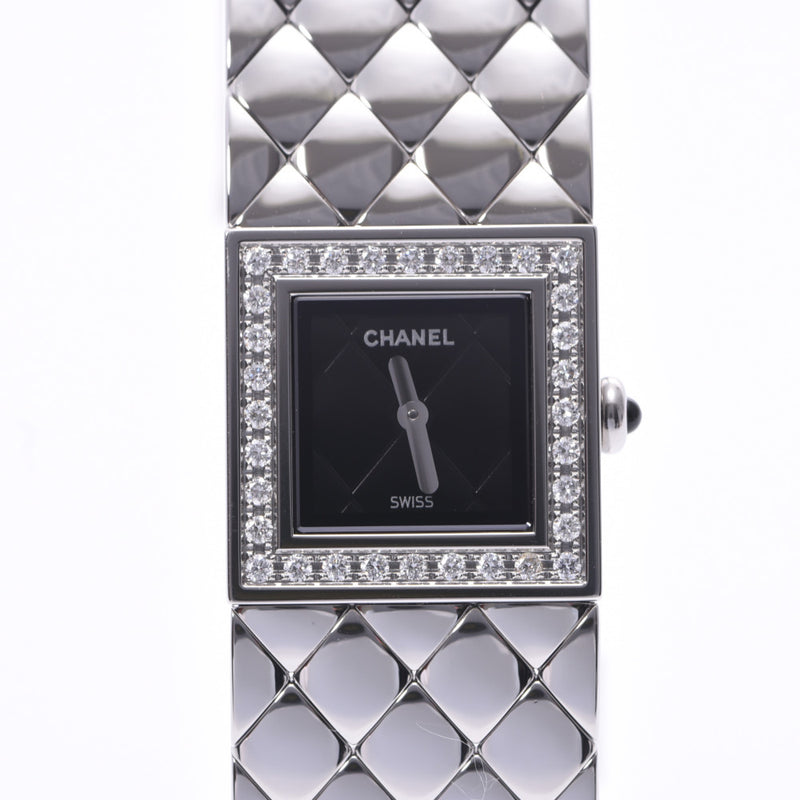 CHANEL Chanel, Bezel, diamond, diamond H0489, Ladies SS, wristwatch, black, black, A rank, used silver possession.