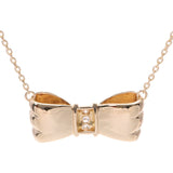 Christian Dior Christian Dior Ribbon Motif Diamond 0.25ct Ladies K18YG Necklace A Rank Used Ginzo