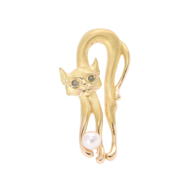 珍珠金绿灯石猫眼0.32ct猫图案女士K18胸针AB等级二手Ginzo