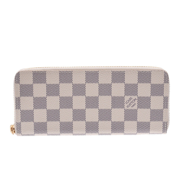 LOUIS VUITTON ルイヴィトンダミエアズールポルトフォイユクレマンス white N61210 Lady's long wallet A rank used silver storehouse