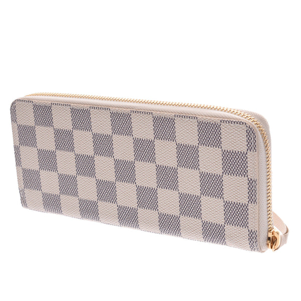 LOUIS VUITTON ルイヴィトンダミエアズールポルトフォイユクレマンス white N61210 Lady's long wallet A rank used silver storehouse